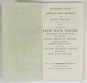 Seller image for De partu praecoci. Dissertatio Inauguralis Medico-Obstetricia. for sale by Antiq. F.-D. Shn - Medicusbooks.Com