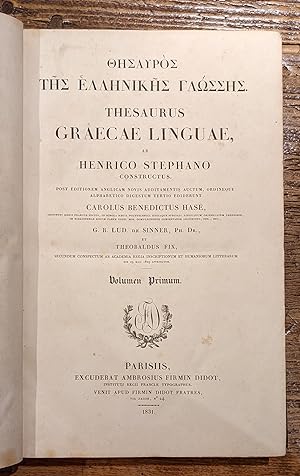 Thesaurus Graecae Linguae [titre en grec et latin]