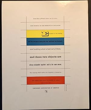 Imagen del vendedor de Great Ideas of Western Man: John Ruskin on the Benefits of Education [Poster Art Designed by Alvin Lustig] a la venta por Long Brothers Fine & Rare Books, ABAA