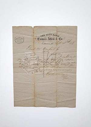 1858 Ottawa, Illinois Bank Letter Demanding Repayment of Large Sum of US Dollars