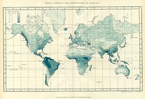 MAP OF THE WORLD SHOWING THE DISTRIBUTION OF RAINFALL,1900 Historical Meteorological Map