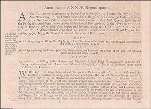 Annuity, Duke of Marlborough Act 1706 c. 3. An Act for the Settling of the Honours and Dignities ...