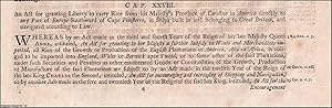 Colonial Trade Act 1729. An Act for granting Liberty to carry Rice from his Majesty's Province of...
