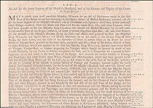 Civil List Act 1714 c. 1. An Act for the better Support of His Majesties Household, and of the Ho...