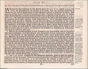 Parochial Libraries Act 1708 c. 14. An Act for the better Preservation of Parochial Libraries in ...