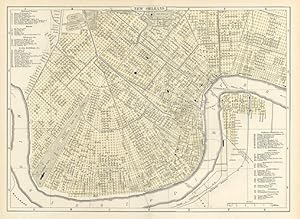 NEW ORLEANS,Antique Coloured Map,1900 Historical City Plan