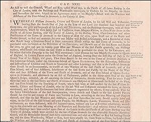 Sevenoaks Grammar School and Charity Act 1721 c. 31. An Act to vest the Ground, Wharf and Key, ca...
