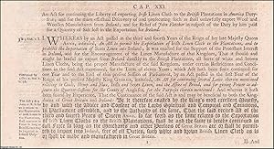 Exportation, etc. Act 1716 c. 21. An Act for continuing the Liberty of exporting Irish Linen-clot...