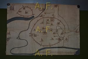 Albertinischer Plan. Wien, 1421/22 (2. Hälfte 15. Jahrhundert). Kolorierte Federzeichnung. Bezeic...