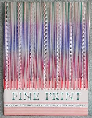 Imagen del vendedor de Fine Print October 1988 Volume 14 Number 4 a la venta por Argyl Houser, Bookseller