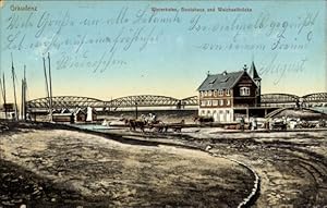 Ansichtskarte / Postkarte Graudenz Westpreußen, Winterhafen, Bootshaus, Weichselbrücke