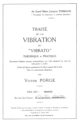 Traité de la vibration ou "vibrato" théorique et pratique permettant d'obtenir presque instantané...