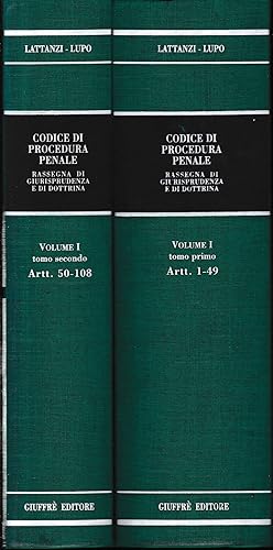 Image du vendeur pour Codice Di Procedura Penale. Vol. 1, libro 1. artt. 1-49 / 50 -108. Due volumi. mis en vente par librisaggi