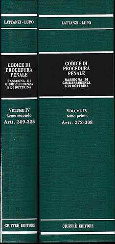 Image du vendeur pour Codice Di Procedura Penale - due tomi: vol. 4, libro 4, artt. 272-308 / 309-325. Due volumi. mis en vente par librisaggi