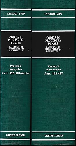 Image du vendeur pour Codice Di Procedura Penale Rassegna - Vol. 5, libro 5, artt, 326-391-decies / 392-437,. Due volumi mis en vente par librisaggi