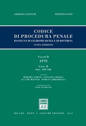 Image du vendeur pour Codice Di Procedura Penale - Vol. 2, atti, libro 2, artt. 109-186 mis en vente par librisaggi