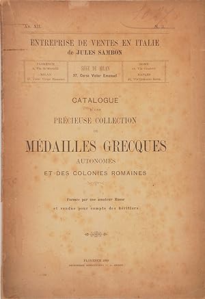 Catalogue d'une précieuse Collection de Médailles Grecques autonomes et des Colonies Romaines