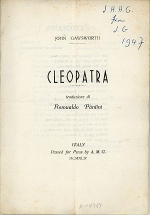 Image du vendeur pour CLEOPATRA. Traduzione per Romualdo Pantini mis en vente par Currey, L.W. Inc. ABAA/ILAB