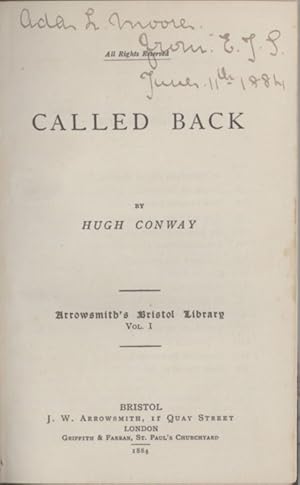 Image du vendeur pour CALLED BACK . Arrowsmith's Bristol Library Vol. I. mis en vente par Currey, L.W. Inc. ABAA/ILAB