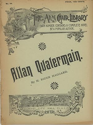 Image du vendeur pour ALLAN QUATERMAIN . [cover title] mis en vente par Currey, L.W. Inc. ABAA/ILAB
