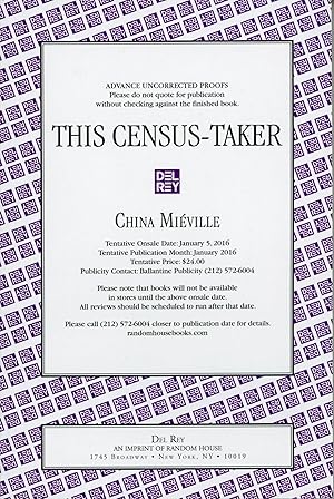 Seller image for THIS CENSUS-TAKER: A NOVELLA for sale by Currey, L.W. Inc. ABAA/ILAB