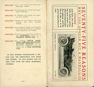 Seller image for SEVENTY-FIVE REASONS WHY YOU SHOULD BUY A MAXWELL . [cover title] for sale by Currey, L.W. Inc. ABAA/ILAB