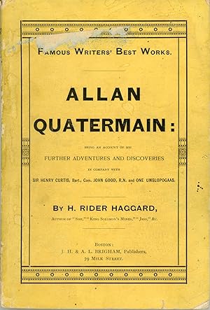 Image du vendeur pour ALLAN QUATERMAIN . mis en vente par Currey, L.W. Inc. ABAA/ILAB