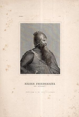 Bild des Verkufers fr Kaiser Friedrich I. (der Rothbart). Stahlstich-Portrt von Deucker nach Lessing. zum Verkauf von Antiquariat Dennis R. Plummer
