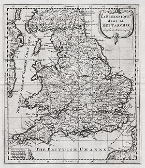 Image du vendeur pour La Britannique dans sa Heptarchie Anglois Saxonique" - England Wales Great Britain Grobritannien map Karte carte mis en vente par Antiquariat Steffen Vlkel GmbH