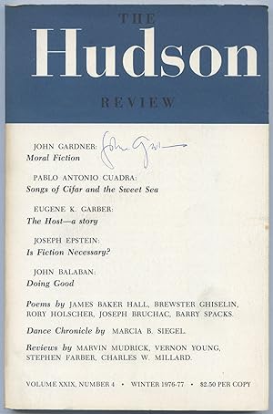 Bild des Verkufers fr [Article]: "Moral Fiction" [in]: The Hudson Review. Volume XXIX, Number 4. Winter 1976-77 zum Verkauf von Between the Covers-Rare Books, Inc. ABAA