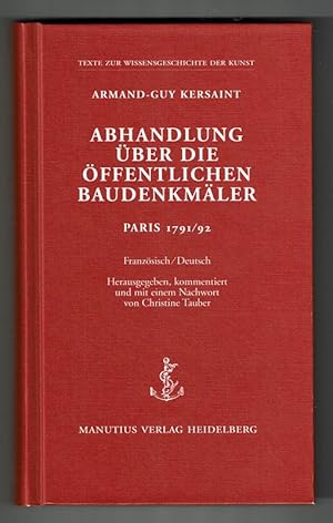 Bild des Verkufers fr Abhandlung ber die ffentlichen Baudenkmler : Paris 1791/92. zum Verkauf von St. Jrgen Antiquariat