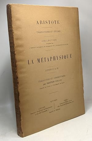 Seller image for Aristote - La mtaphysique - Livres II et III - traduction et tudes for sale by crealivres