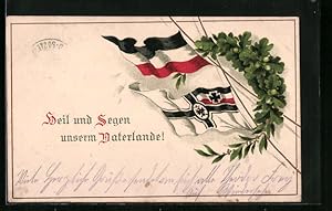 Bild des Verkufers fr Lithographie Heil und Segen unserem Vaterlande - Fahnen, Eichenlaub, Lorbeer zum Verkauf von Bartko-Reher