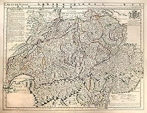 Kupferstich- Karte, n. G. de l'Isle, "Carte de Suisse".