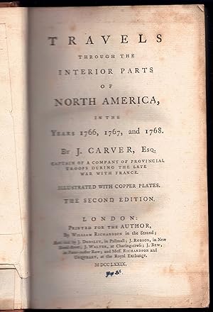 Bild des Verkufers fr Travels through the interior parts of North America : in the years 1766, 1767, and 1768. 2. ed. zum Verkauf von Wissenschaftliches Antiquariat Kln Dr. Sebastian Peters UG