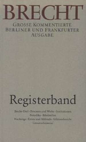 Bild des Verkufers fr Werke, Groe kommentierte Berliner und Frankfurter Ausgabe Registerband zum Verkauf von AHA-BUCH GmbH