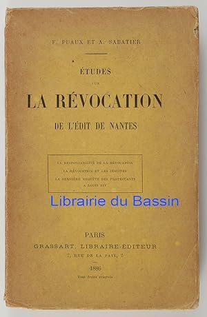 Imagen del vendedor de Etudes sur la rvocation de l'dit de Nantes a la venta por Librairie du Bassin