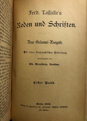 Ferdinand Lasalle's Reden und Schriften - Neue Gesammt-Ausgabe - Erster bis Dritter Band (3 Bücher)