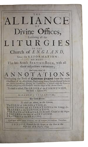 Seller image for The alliance of Divine Offices, Exhibiting all the liturgies of the Church of England Since the reformation. for sale by Antiquates Ltd - ABA, ILAB