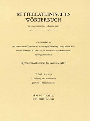 Bild des Verkufers fr Mittellateinisches Wrterbuch Bd.4 Lfg.41 zum Verkauf von AHA-BUCH GmbH