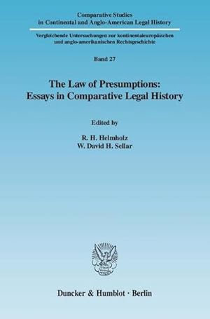 Seller image for The Law of Presumptions: Essays in Comparative Legal History for sale by AHA-BUCH GmbH