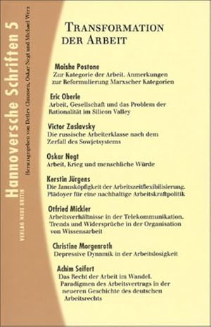 Bild des Verkufers fr Hannoversche Schriften / Hannoversche Schriften : Transformation der Arbeit zum Verkauf von AHA-BUCH GmbH