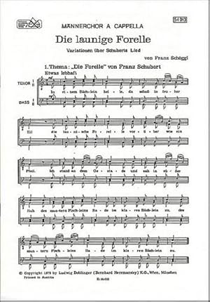 Seller image for Die launige Forelle, fr Mnnerchor  capella, Singpartitur : Variationen ber das Schuberts Lied. Ein musikalischer Scherz for sale by Smartbuy