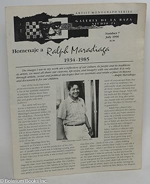 Seller image for Artist Monograph Series Number 7, July 1990: Homenaje a Ralph Maradiaga 1934-1985 for sale by Bolerium Books Inc.