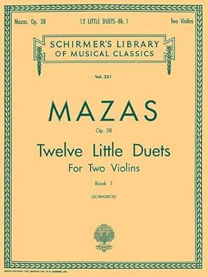 Bild des Verkufers fr 12 Little Duets, Op. 38 - Book 1: Schirmer Library of Classics Volume 331 zum Verkauf von Smartbuy