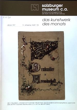 Bild des Verkufers fr Aus der Kinderstube eines Genies. Hans Makarts Salzburger Anfnge am Beispiel zweier Neuerwerbungen; Das Kunstwerk des Monats. 10. Jahrgang / Blatt 105; zum Verkauf von books4less (Versandantiquariat Petra Gros GmbH & Co. KG)