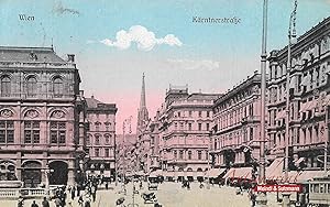 "Wien - Kärntnerstraße". Links ein Teil der Wiener Staatsoper.