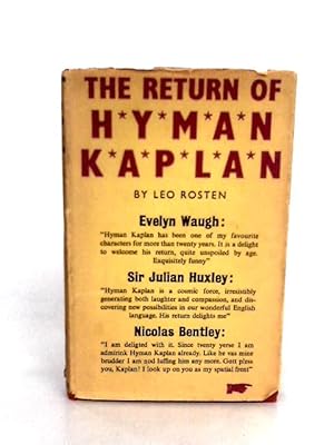 Bild des Verkufers fr The Return of Hyman Kaplan zum Verkauf von World of Rare Books