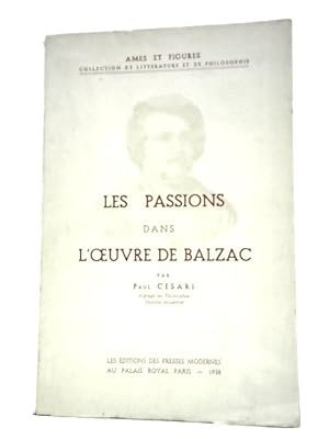Seller image for Etude Critique Des Passions Dans L'oeuvre De Balzac for sale by World of Rare Books