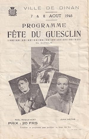 Bertrand Du Geusclin 1948 French Theatre Programme Knight Junie Astor Photo s